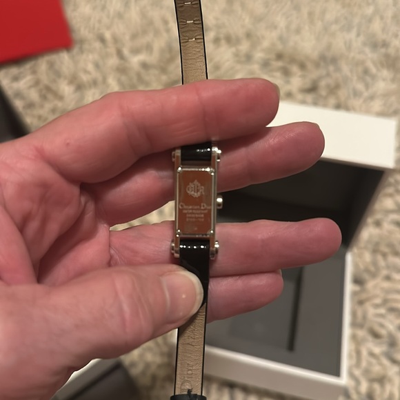 Christian Dior Vintage watch black leather band Crystal dial w/boxes used twice! - Picture 15 of 17